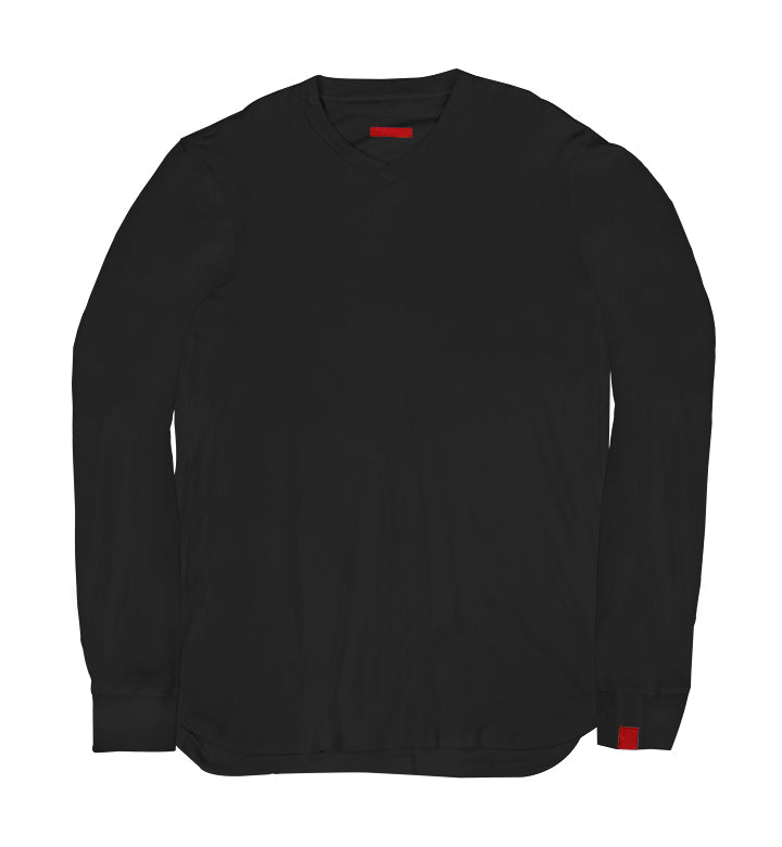 Warren Peace - Remy Long Sleeve V-Neck in Black Front - Designer Streetwear