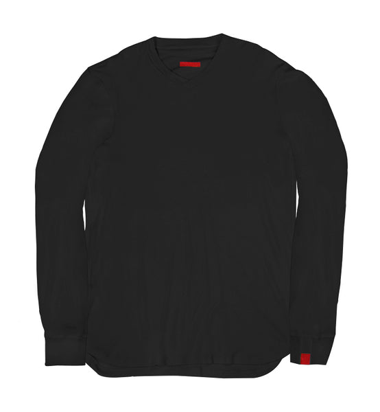 Warren Peace - Remy Long Sleeve V-Neck in Black Cover - Designer Streetwear